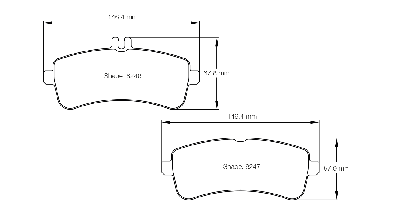 Pagid Racing E8246 in RSC1 compound brake pads for various Mercedes cars