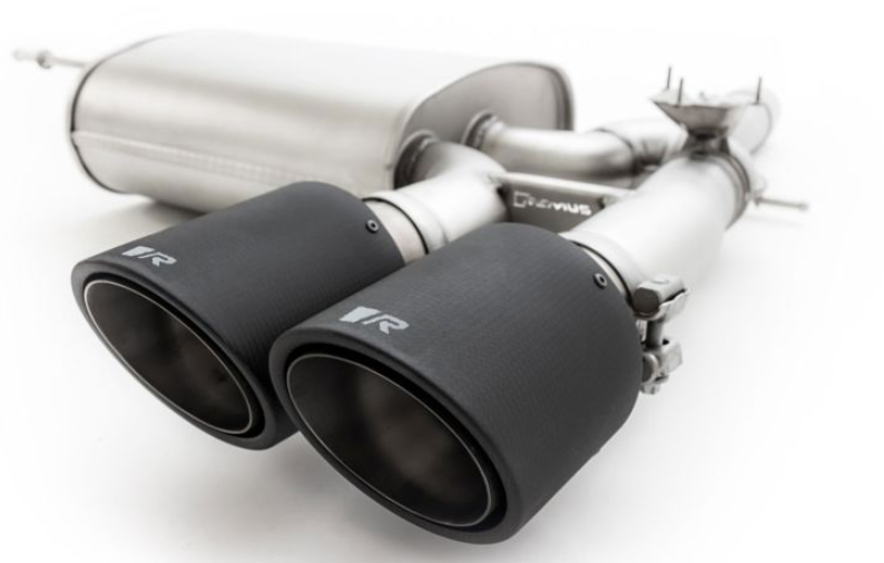 Remus race valved exhaust carbon tailpipes for MINI F56 F57 - front view