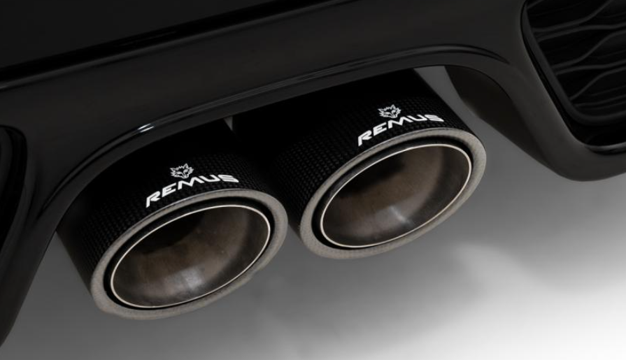 Remus race valved exhaust carbon tailpipes on a MINI F56 F57
