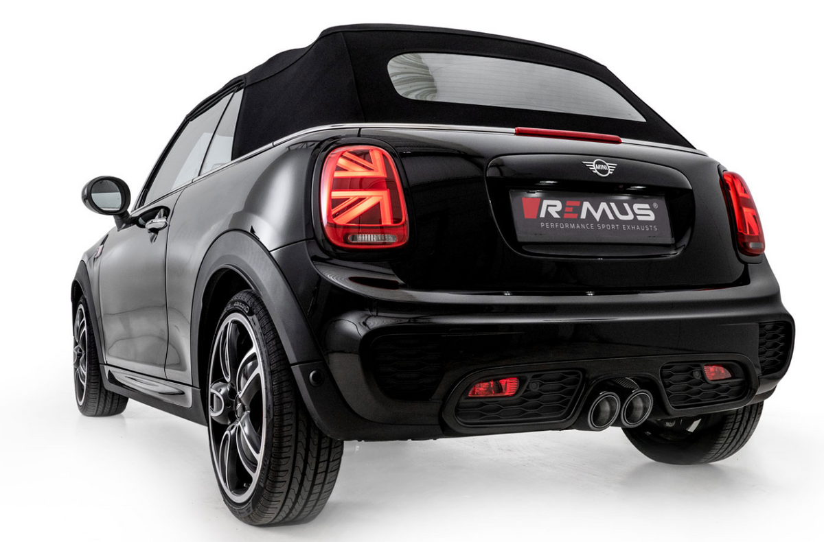 Remus race valved axle-back exhaust fitted to a MINI F57 Cooper S